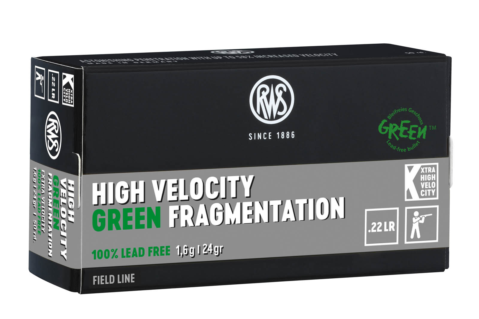 RWS .22lr High Velocity Green Fragmentation 1,6g - 24gr