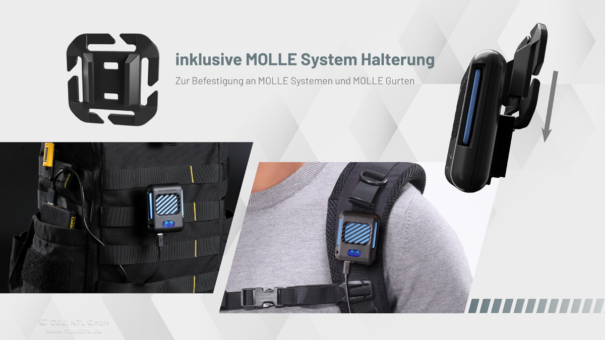 Nitecore EMR05 Mückenabwehrgerät mit Molle-Bracket-Halterung zur einfachen Befestigung an Ausrüstung